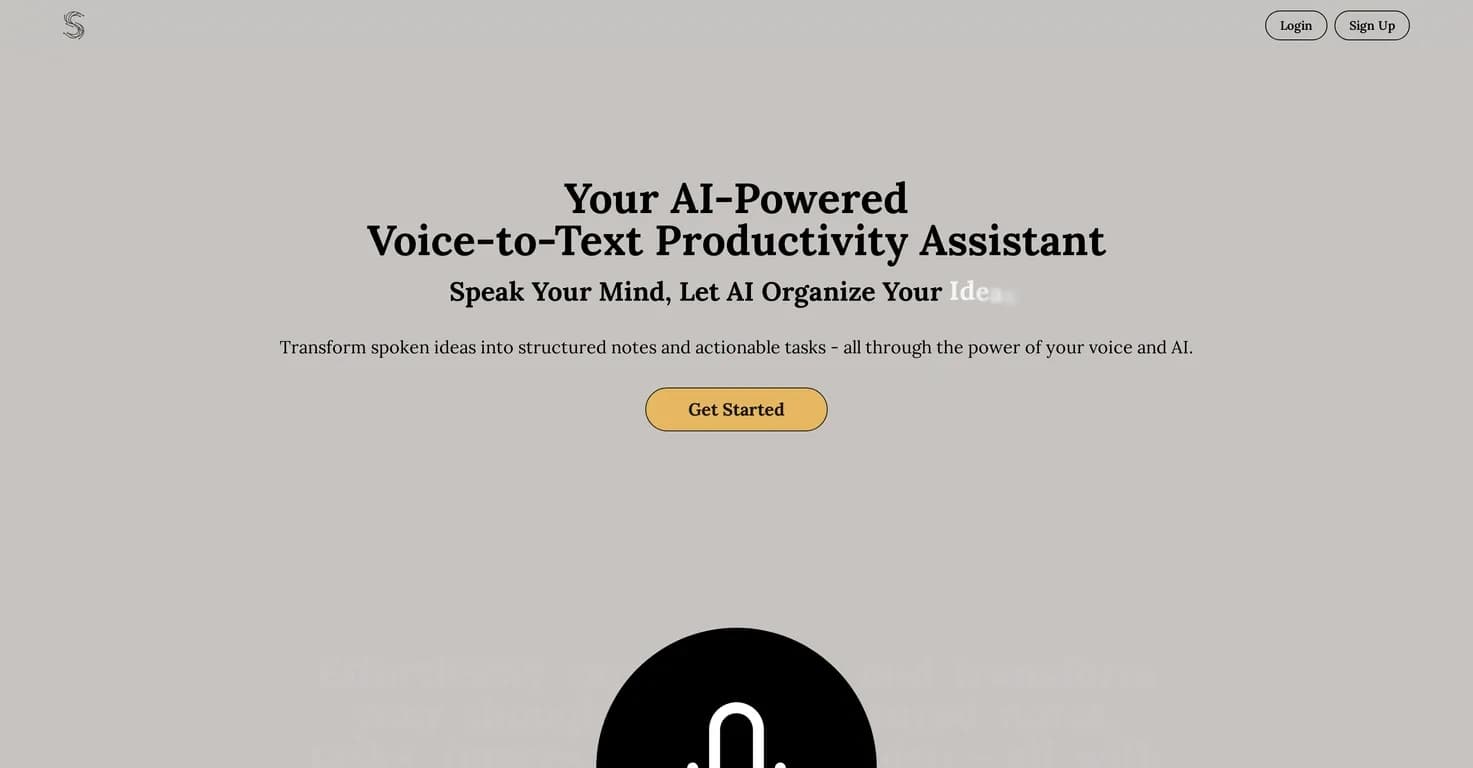 Scrawly.ai homepage screenshot — AI-powered voice assistant for effortless productivity