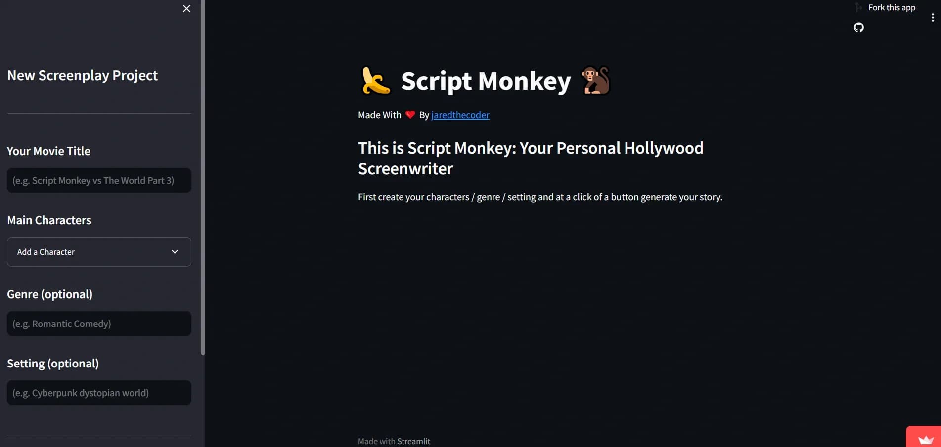 Script Monkey homepage screenshot — Build and share data apps in minutes