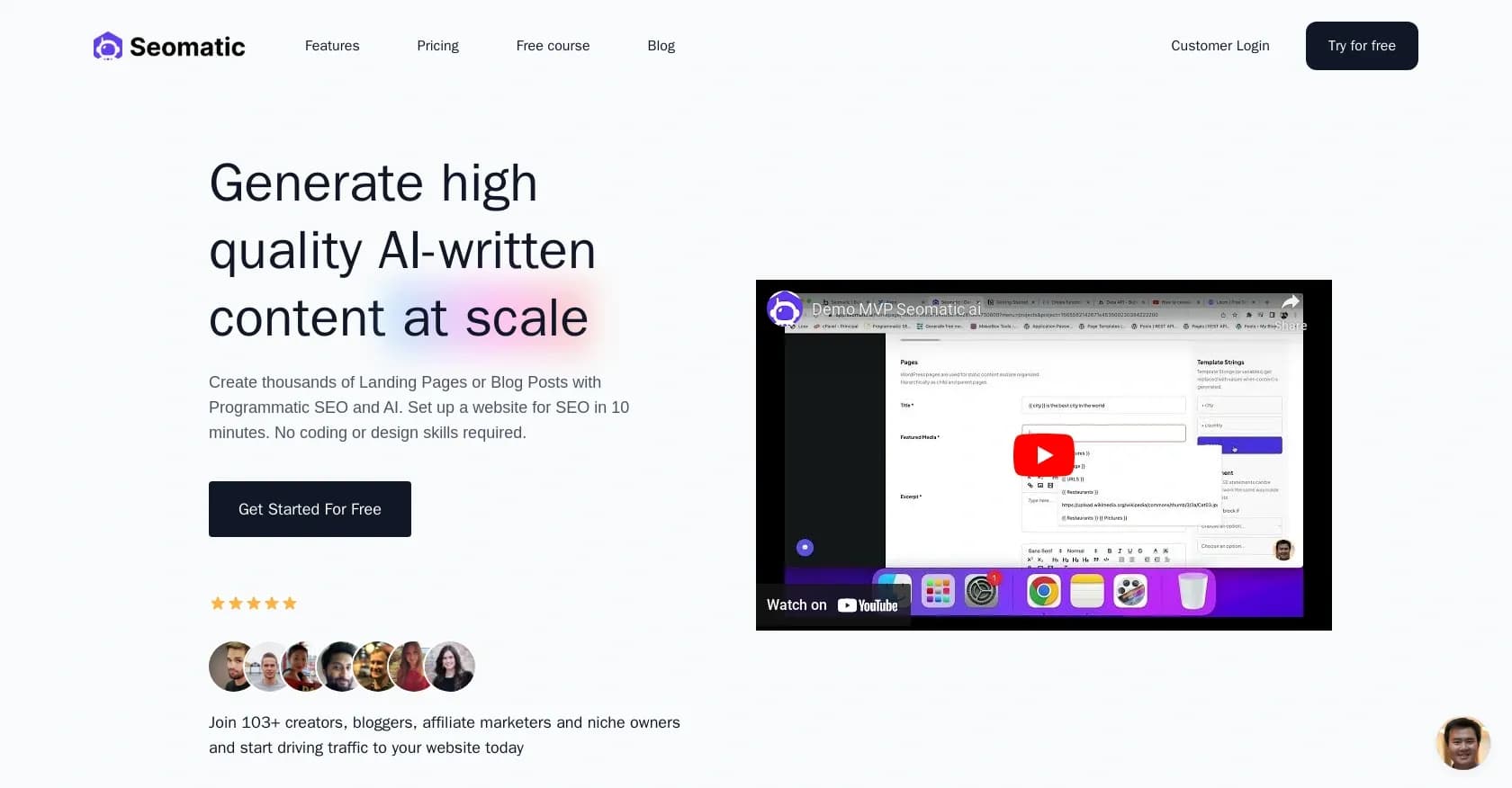SEOmatic homepage screenshot — Automate and scale content creation for programmatic SEO