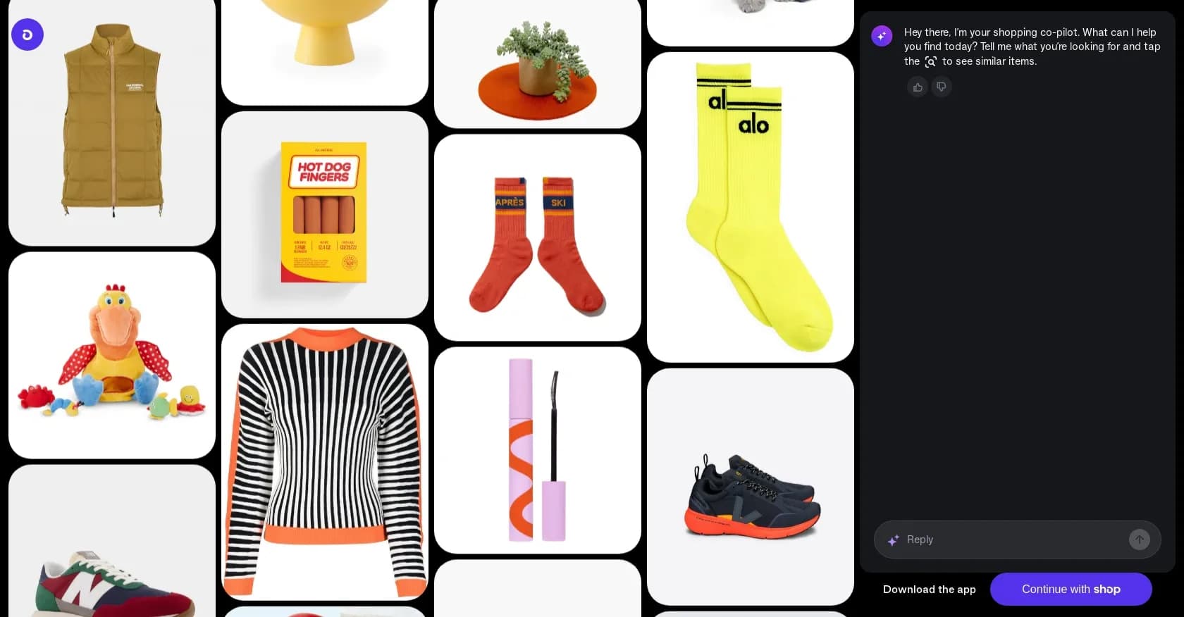 ShopApp homepage screenshot — Personalized shopping recommender.