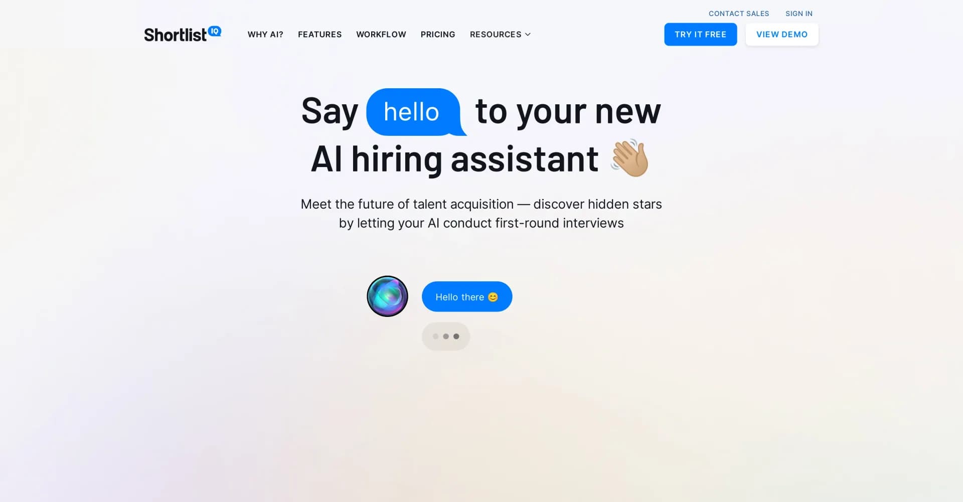 ShortlistIQ homepage screenshot — Elevate your recruitment with AI.