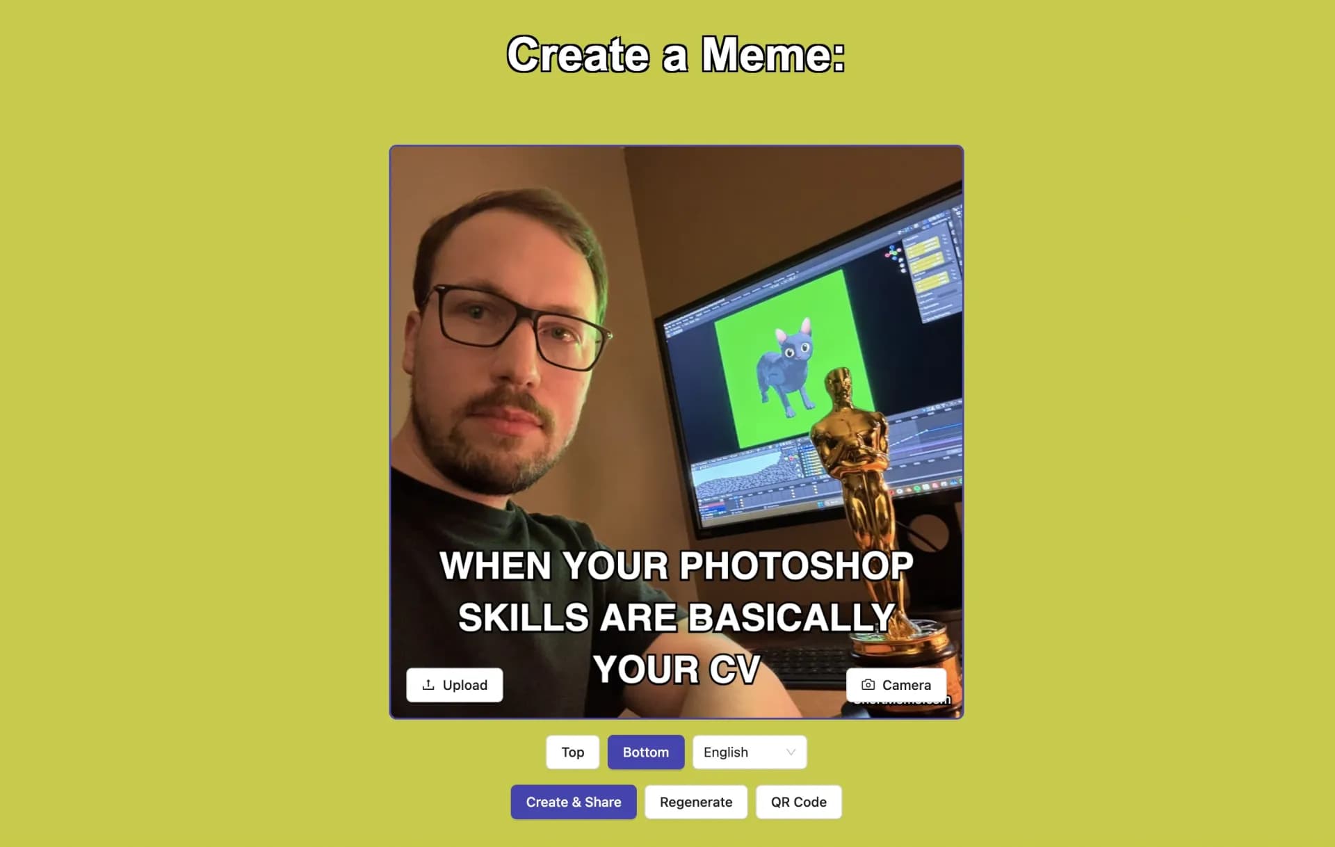 ShortMeme homepage screenshot — AI-powered meme captions in seconds.