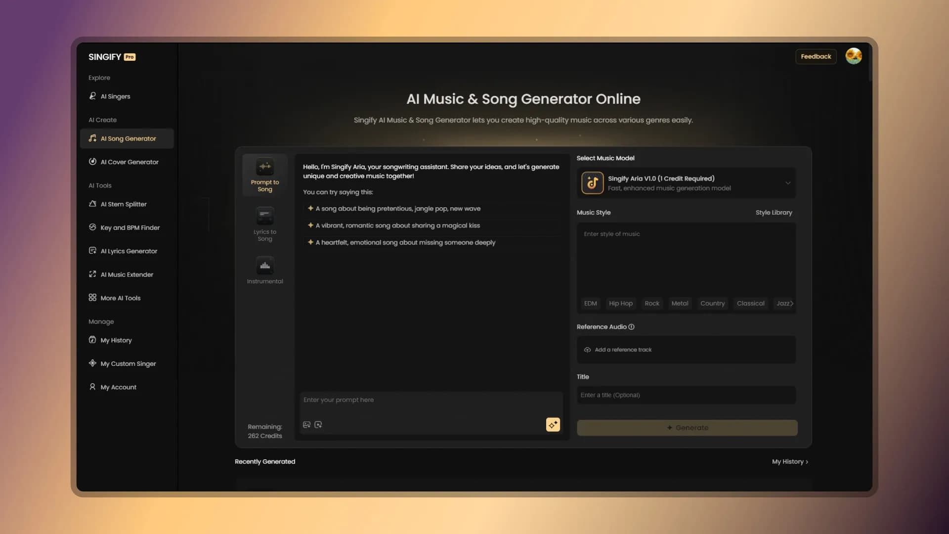 Singifyv2.1.0 homepage screenshot — Singify Your World – Create, Cover, Inspire