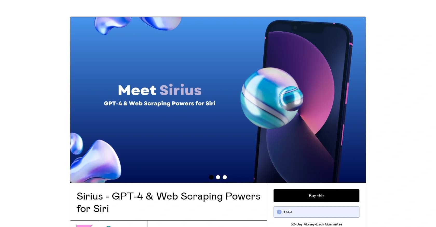 Sirius homepage screenshot — Supercharge Siri with GPT-4 and web scraping