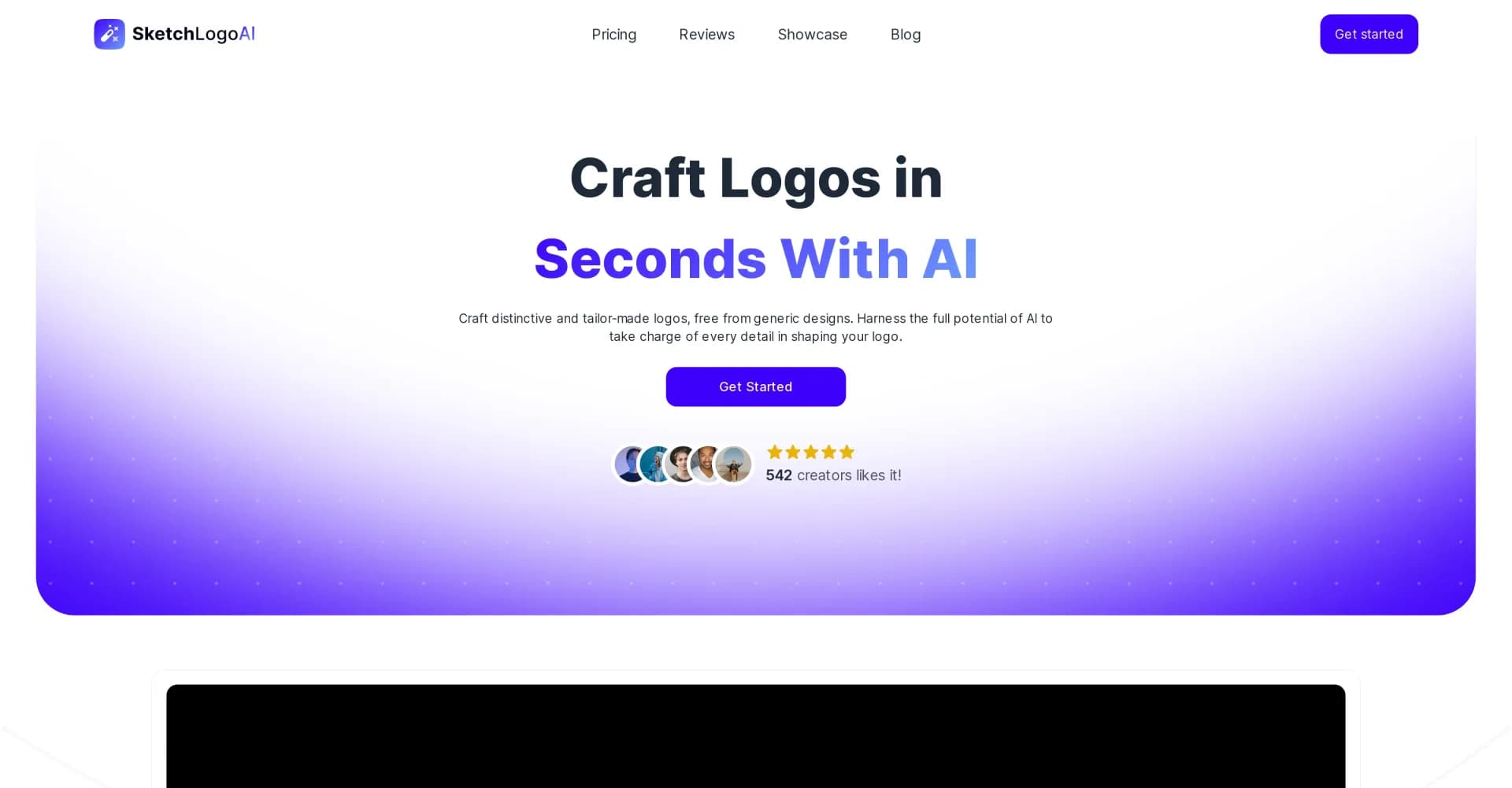 Sketch Logo AI homepage screenshot — Craft distinctive logos in seconds with AI