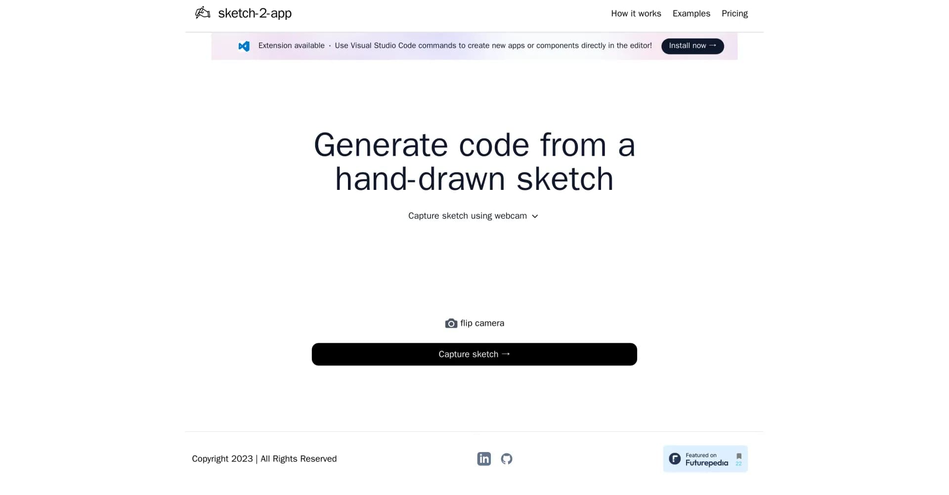 Sketch2App homepage screenshot — Transform hand-drawn sketches into UI code.