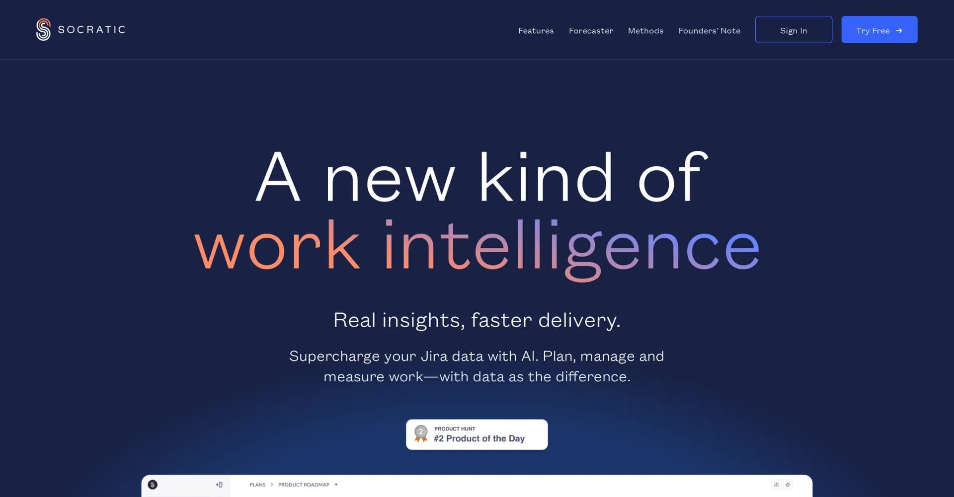 Socratic homepage screenshot — Real insights, faster delivery.