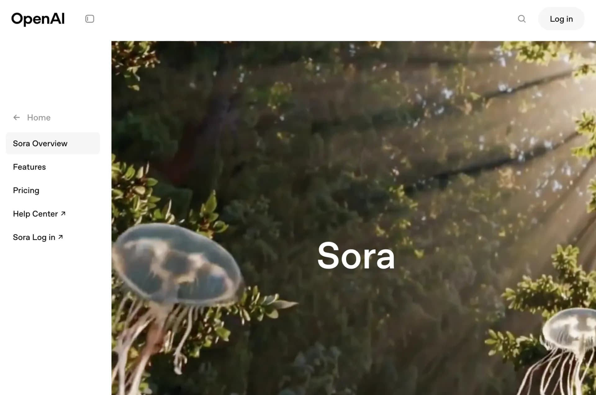 Sora by OpenAIv1.1.0 homepage screenshot — AI-powered visual storytelling