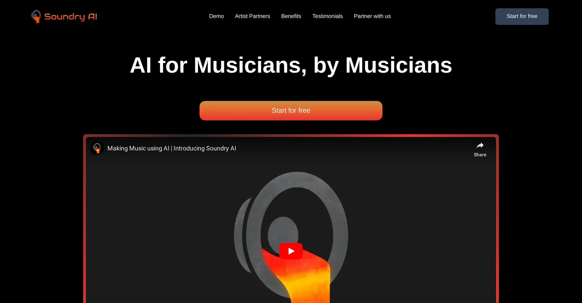 Soundry AI homepage screenshot — Supercharge music production with AI