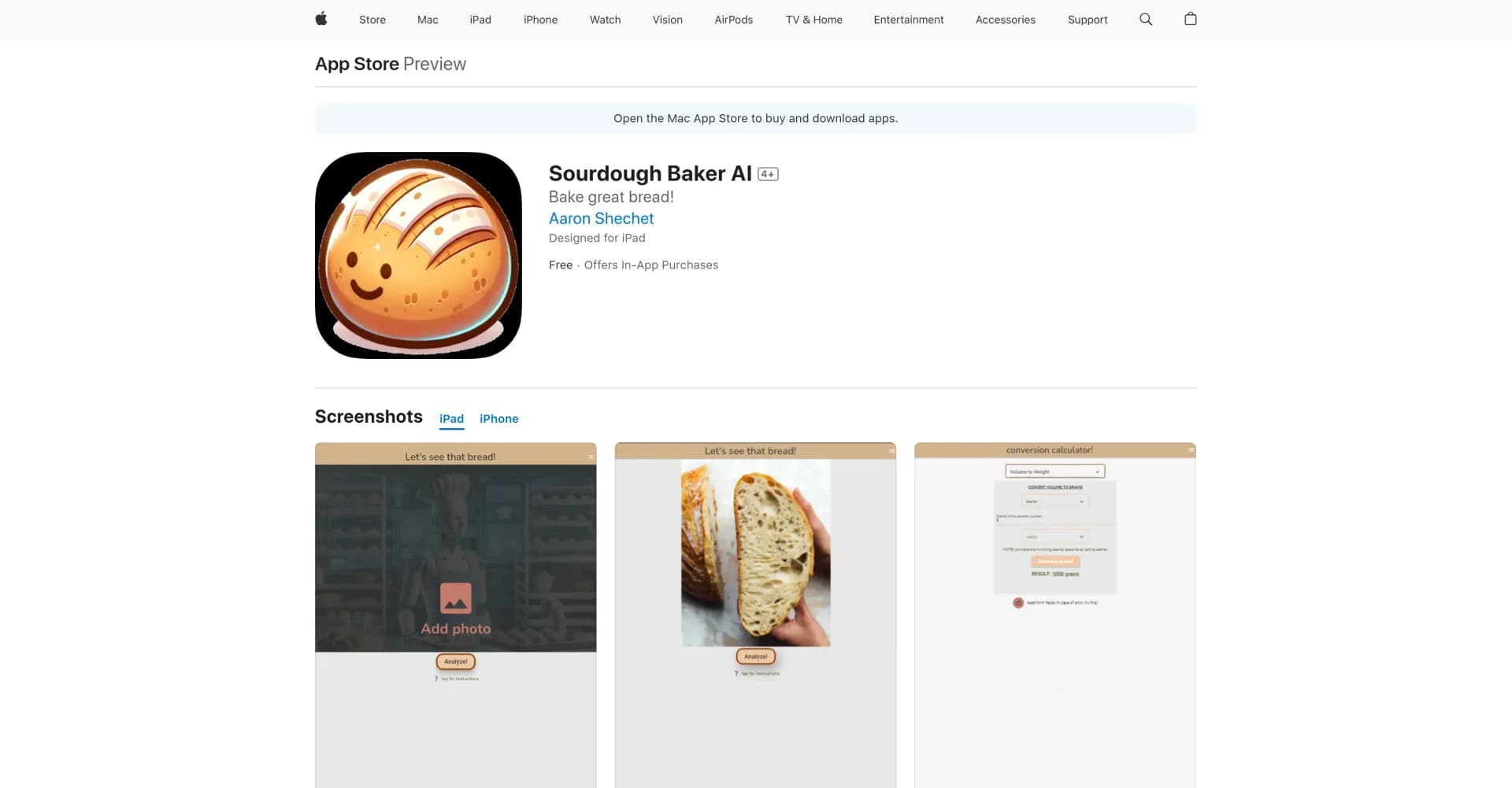 Sourdough Baker AI homepage screenshot — AI-powered perfection for your sourdough baking.