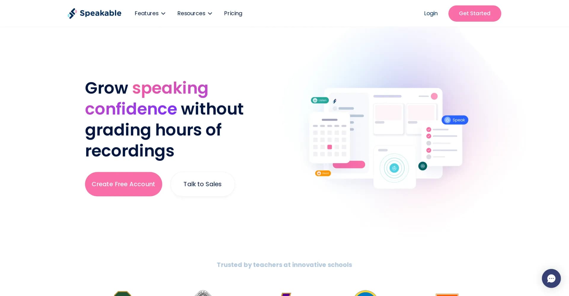 Speakable homepage screenshot — Create custom speaking assignments effortlessly.