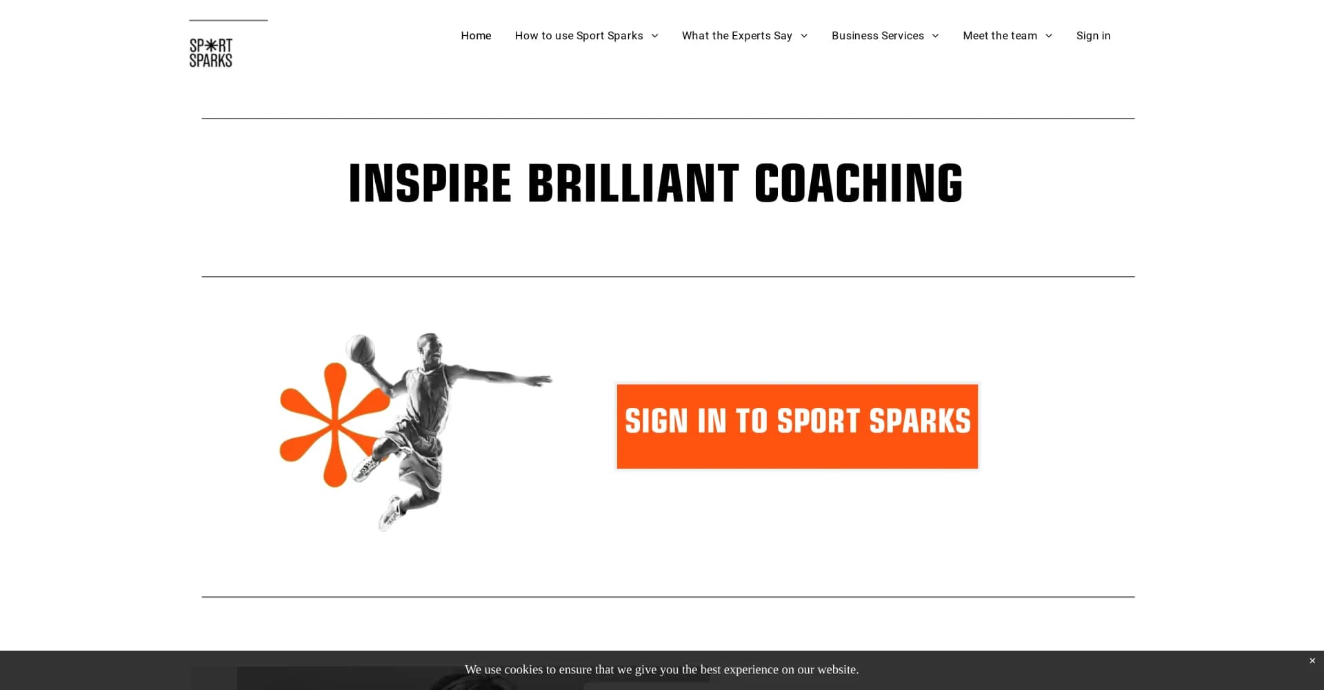 Sport Sparks homepage screenshot — Ignite coaching creativity with AI-powered problem solving.