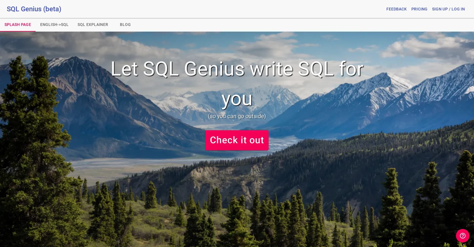SQL Genius - SQL AI Generator homepage screenshot — Turn English into SQL queries using AI