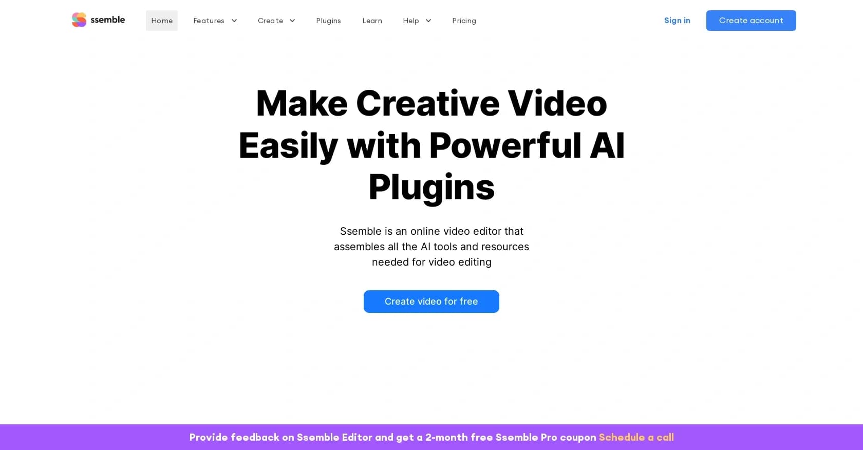 Ssemble homepage screenshot — Create amazing videos with your team.