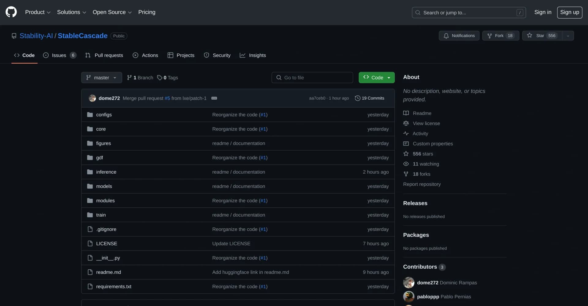 StableCascade homepage screenshot — Power your AI workflows with cutting-edge stability