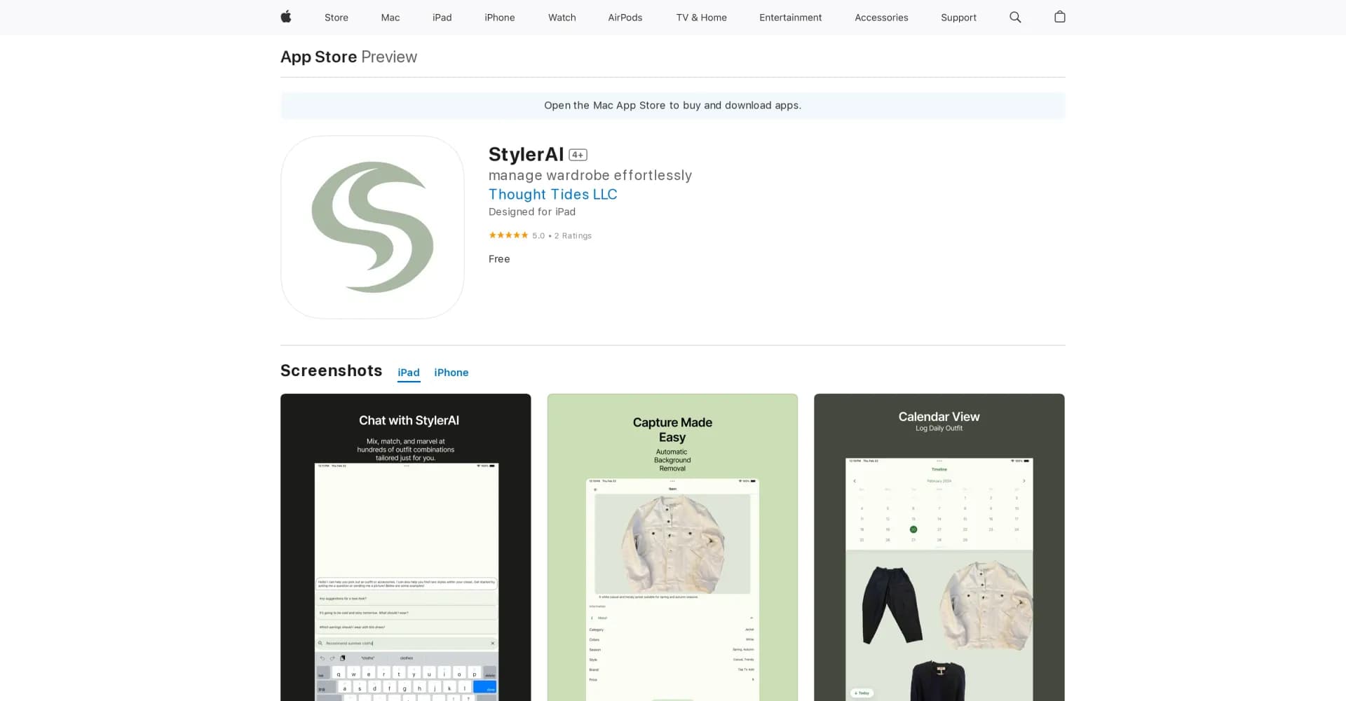 StylerAI homepage screenshot — Manage wardrobe effortlessly