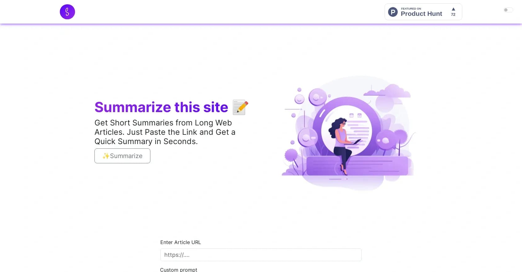 Summarizethissite homepage screenshot — Web article summarization — summarized articles. (41)