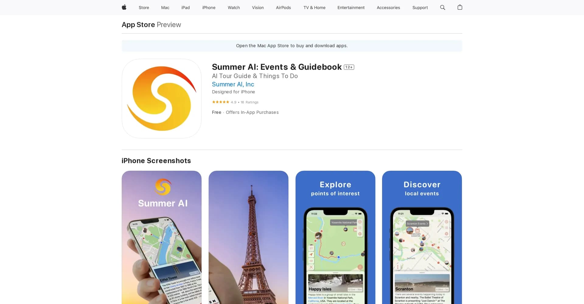 Summer AI homepage screenshot — Enjoy Summer AI on your Apple devices.