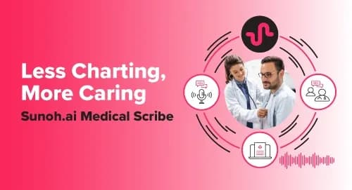 Sunoh homepage screenshot — Translate healthcare conversations into clinical documentati