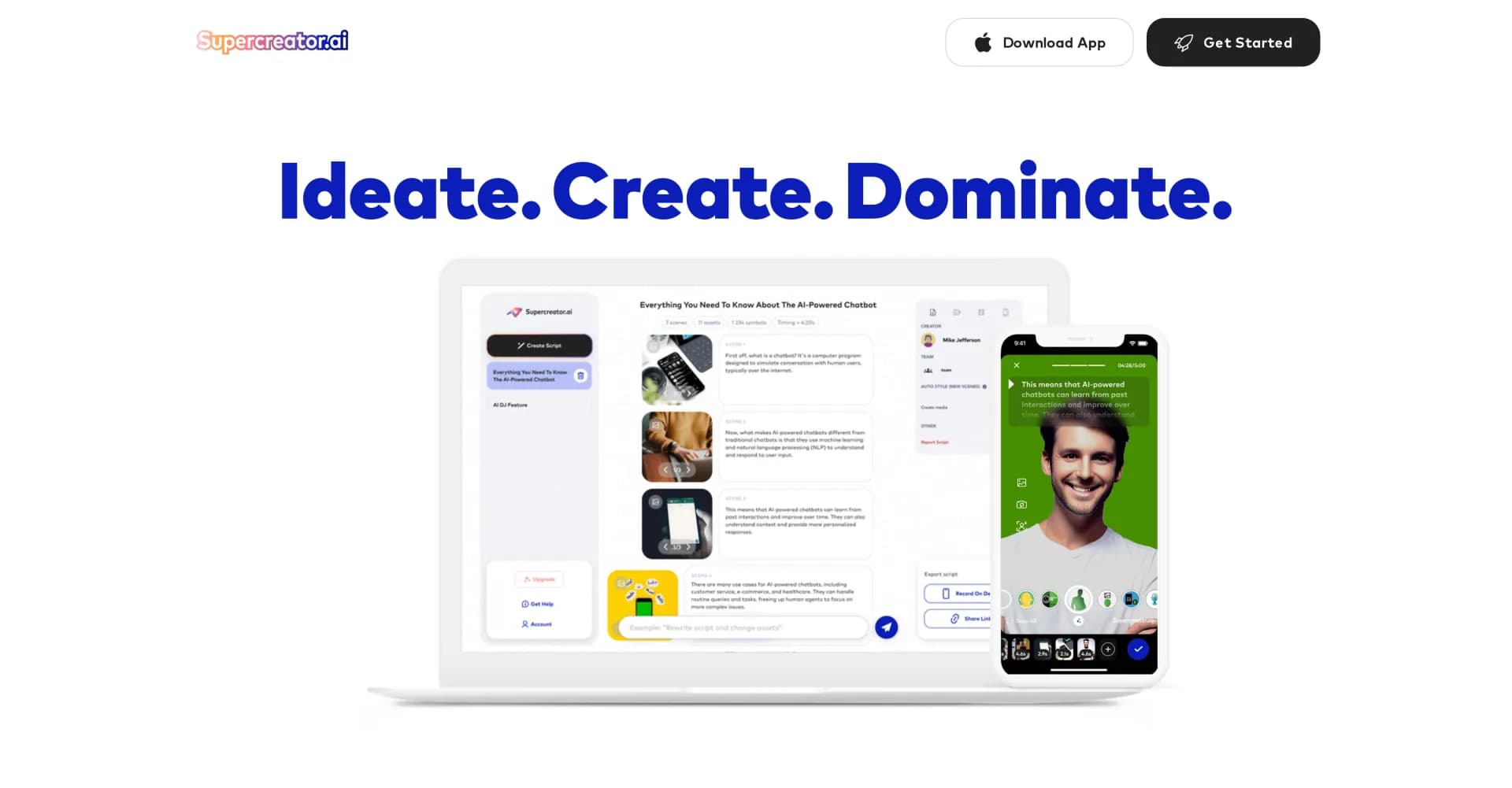 Supercreator homepage screenshot — Create short videos 10x faster with AI
