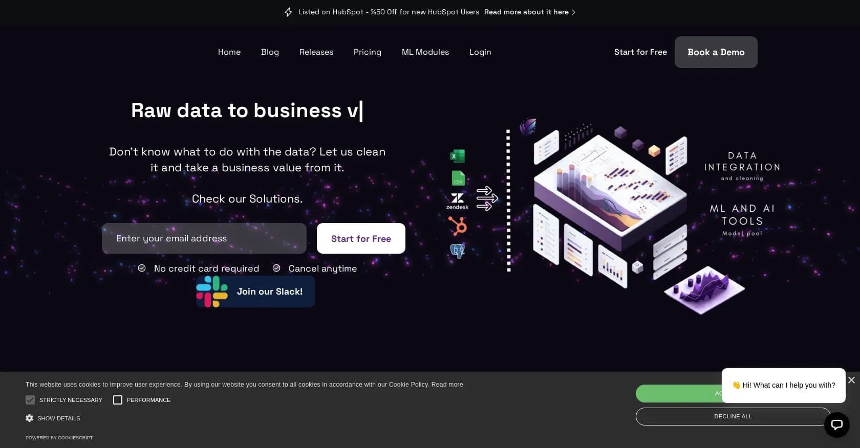 Sweephy homepage screenshot — Turn raw data into business value without coding