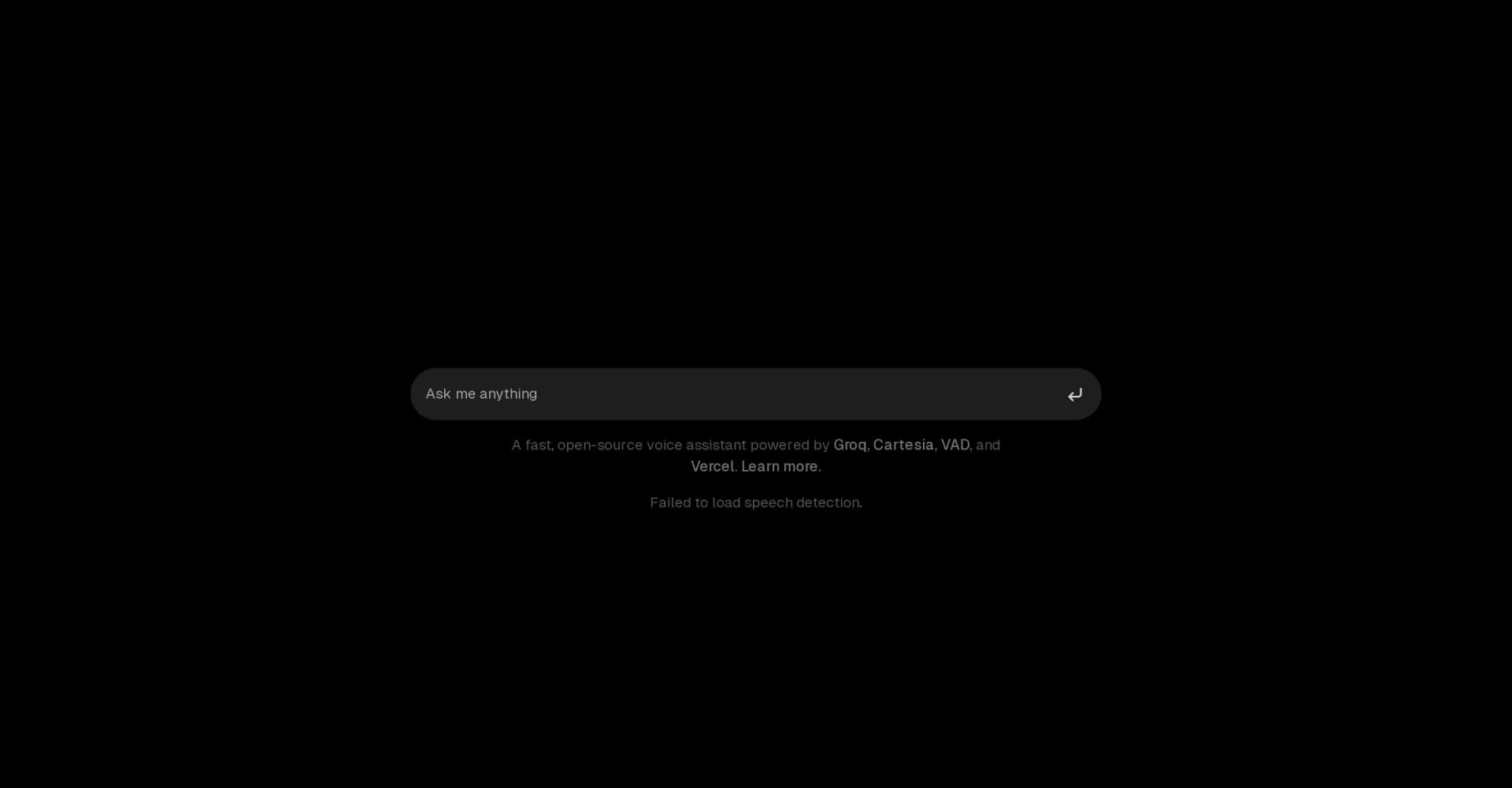 Swift AI homepage screenshot — Fast, open-source voice assistant for seamless interaction.