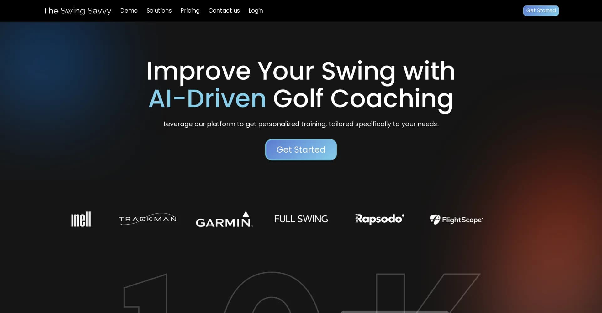 Swing Savvy homepage screenshot — AI-powered golf coach in your pocket.