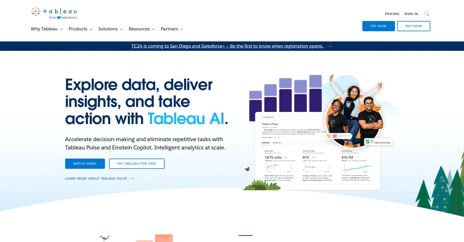 Tableau homepage screenshot — See and understand your data with powerful visualizations.
