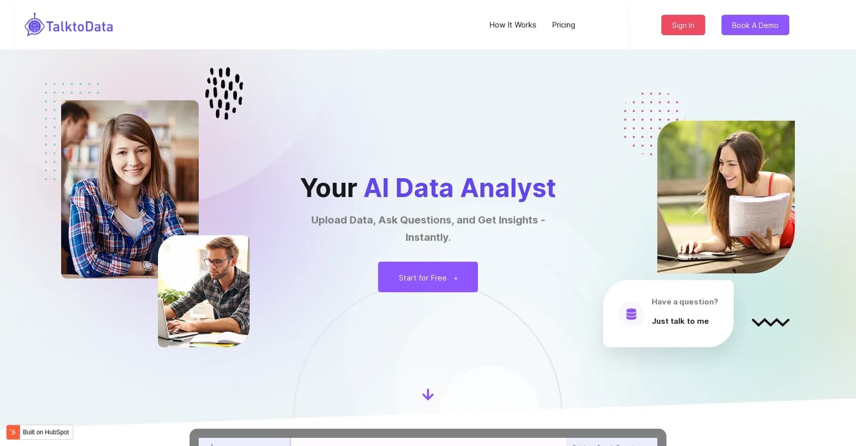 TalktoData homepage screenshot — AI-Copilot for all your data analytic needs.
