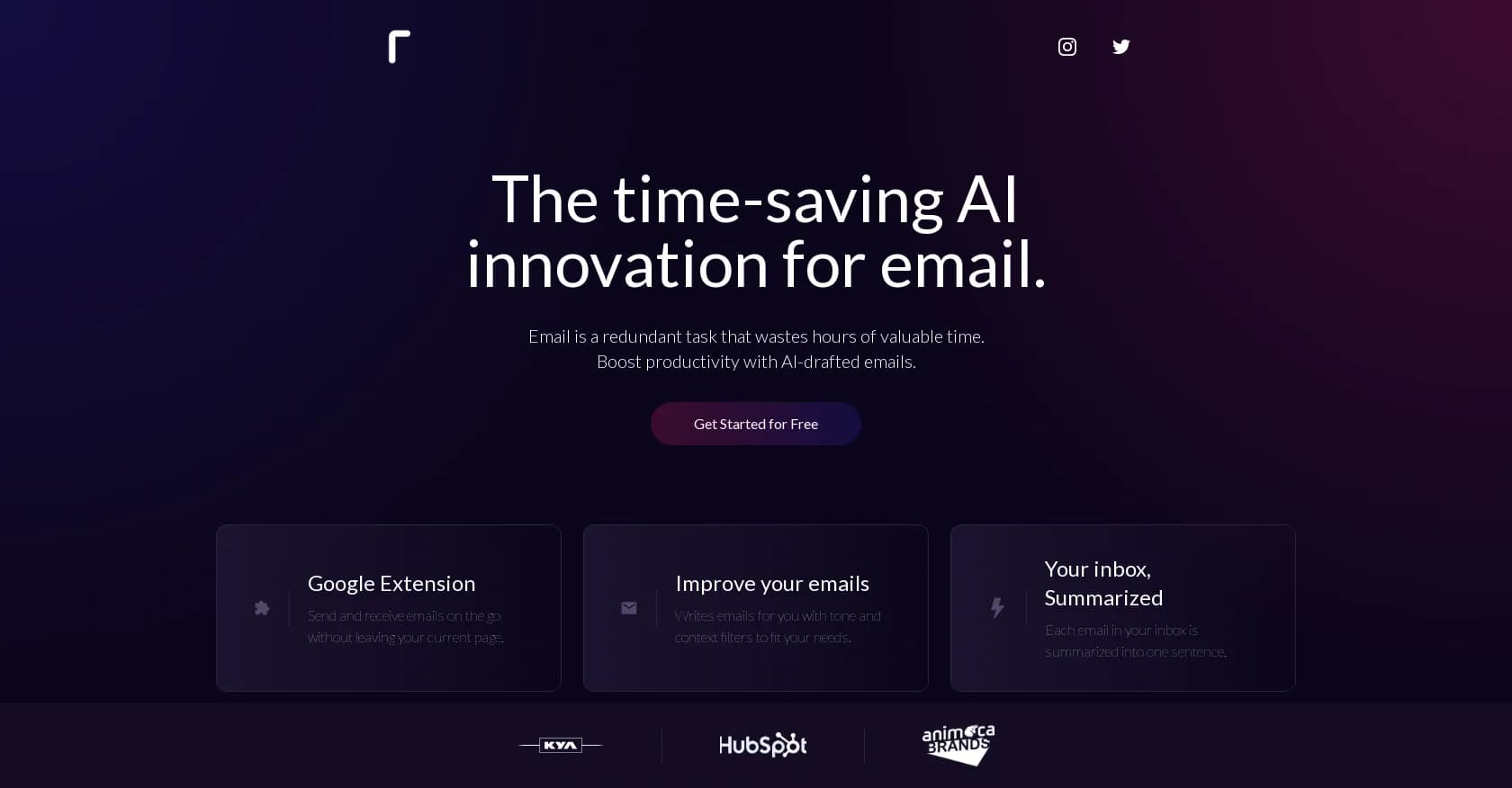 Taskified homepage screenshot — AI-powered email solution to boost productivity