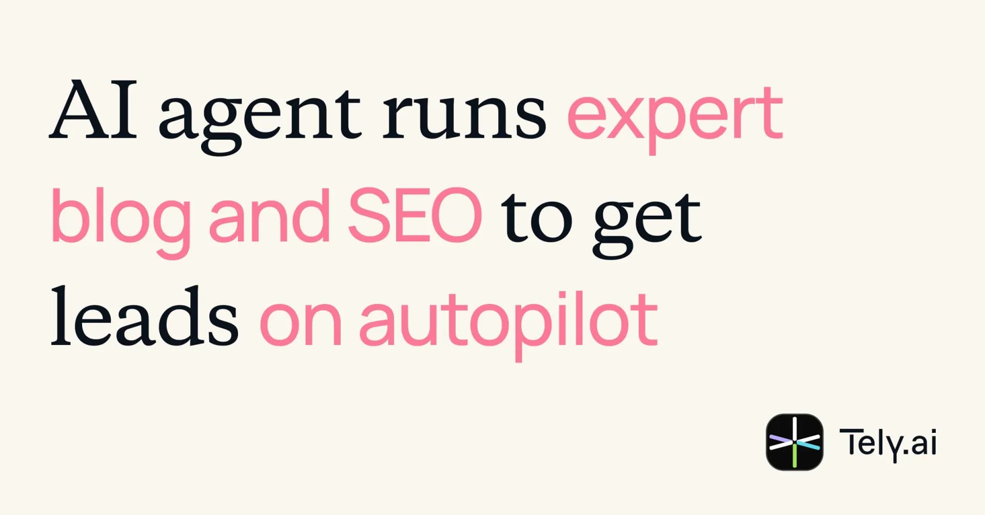 Tely AI homepage screenshot — Autonomous AI agent that runs expert-level & SEO blog to gen