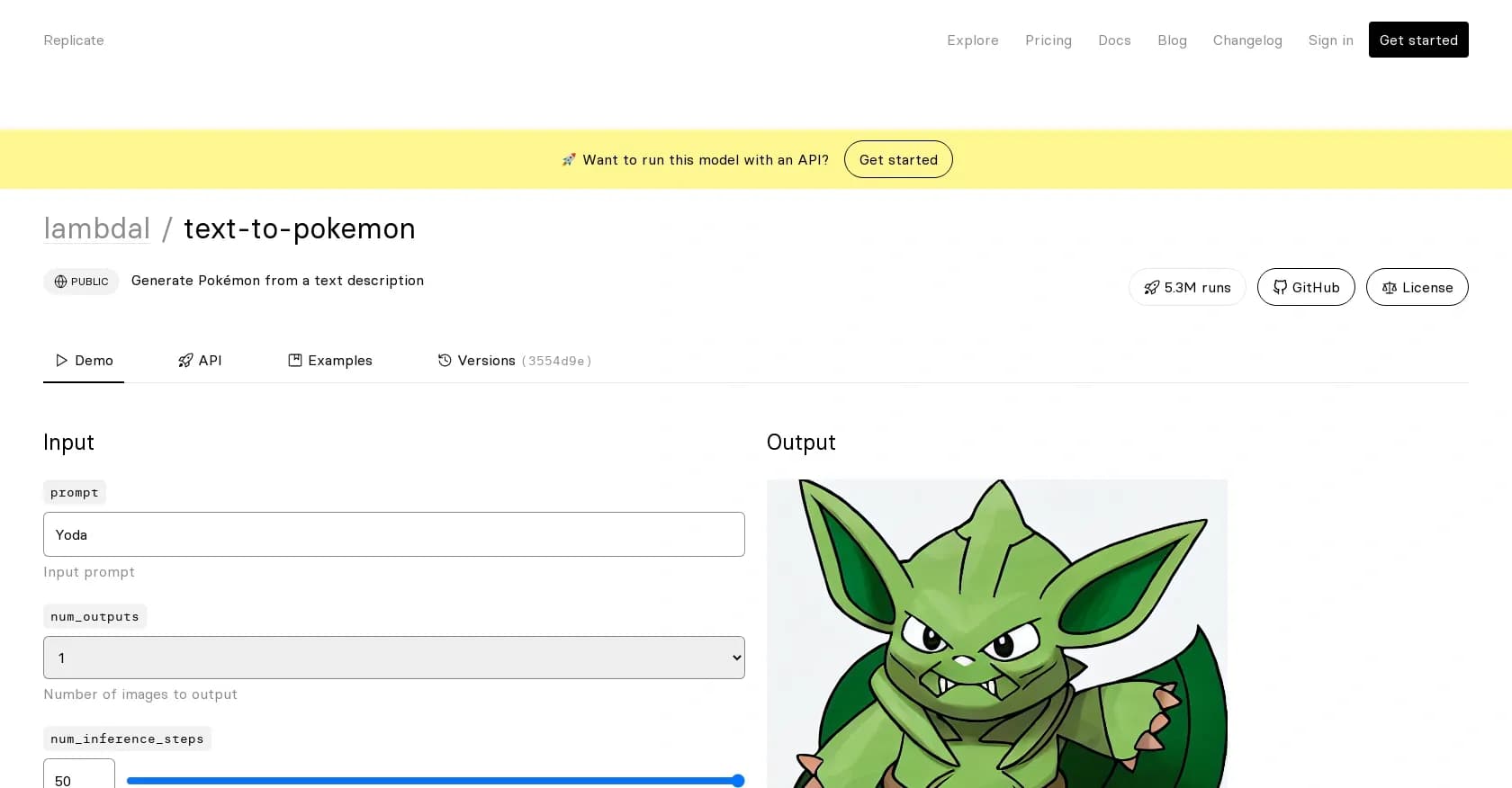 Text-to-pokemon homepage screenshot — Generate Pokmon from text descriptions