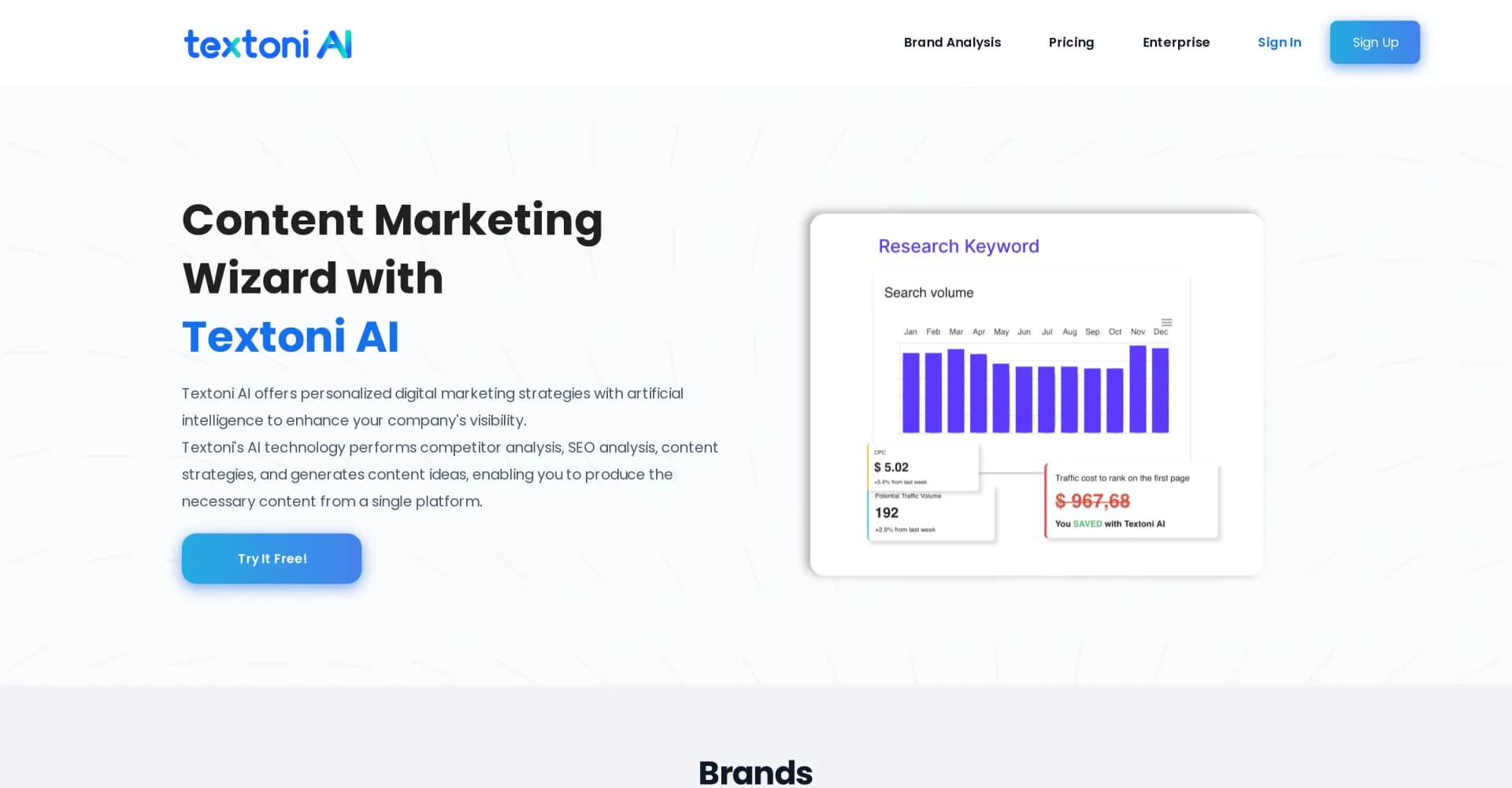 Textoni homepage screenshot — AI-powered personal content creation