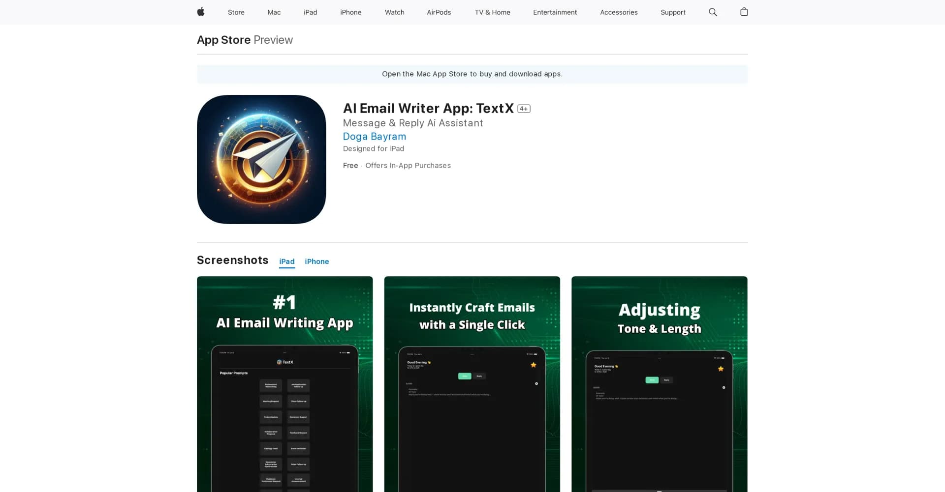 TextX homepage screenshot — AI Email Writer: TextX App