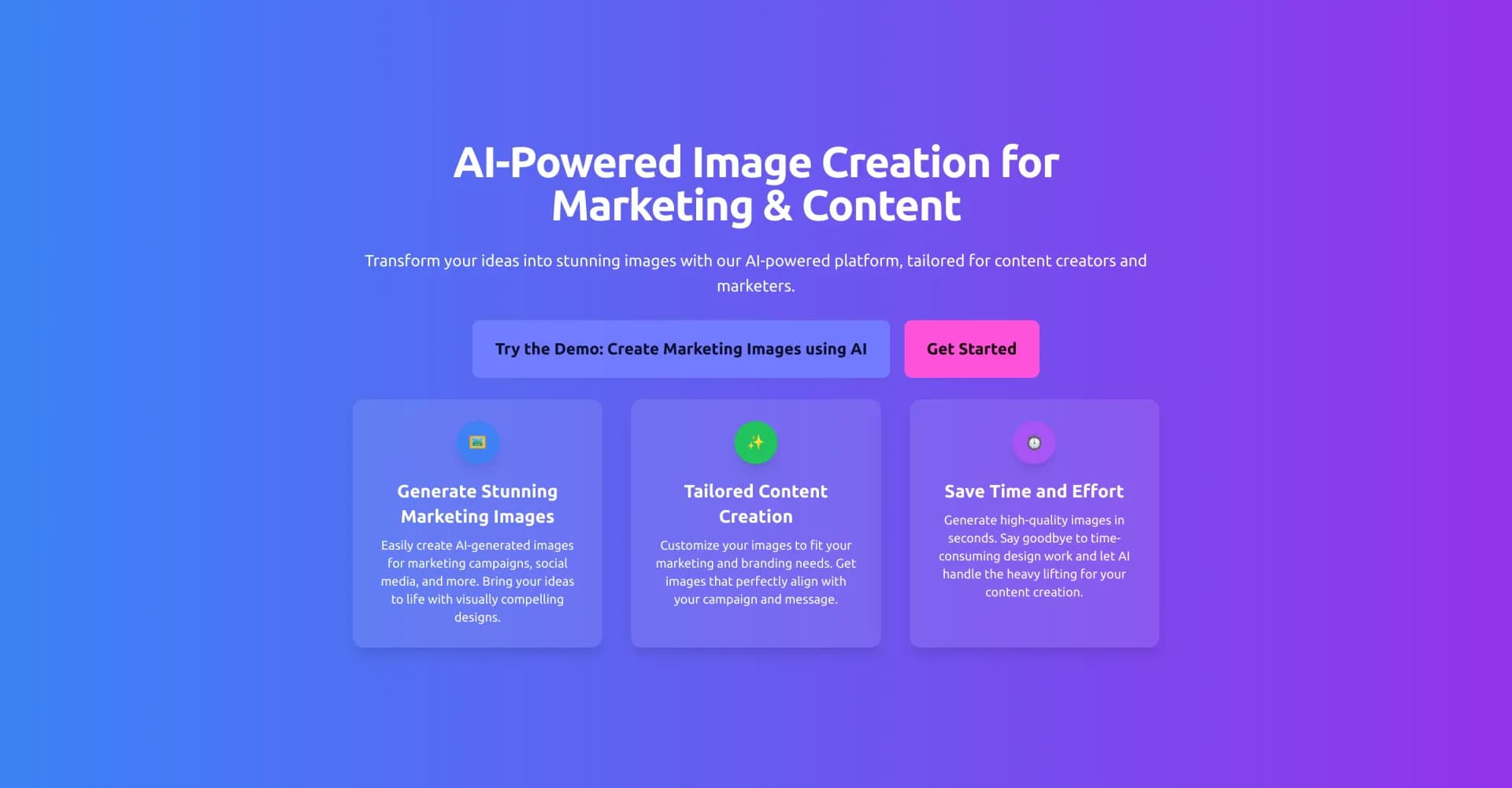 The Lab homepage screenshot — Transform stories into stunning visuals with AI.
