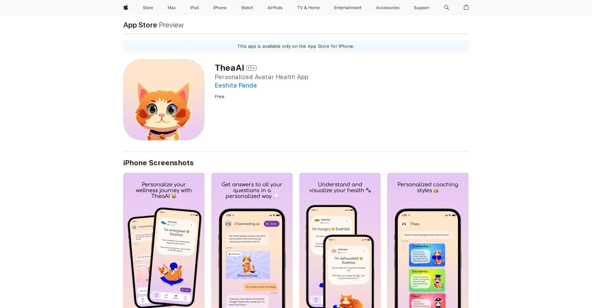 TheaAI homepage screenshot — Enjoy TheaAI on your Apple devices.
