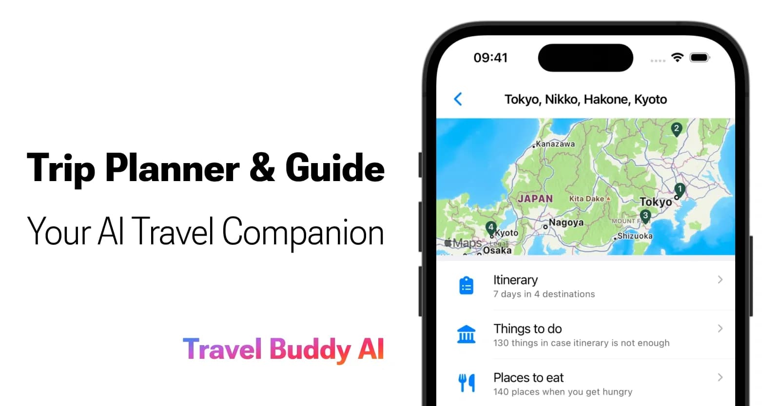 Travel Buddy AI homepage screenshot — Trip Planner & Guide