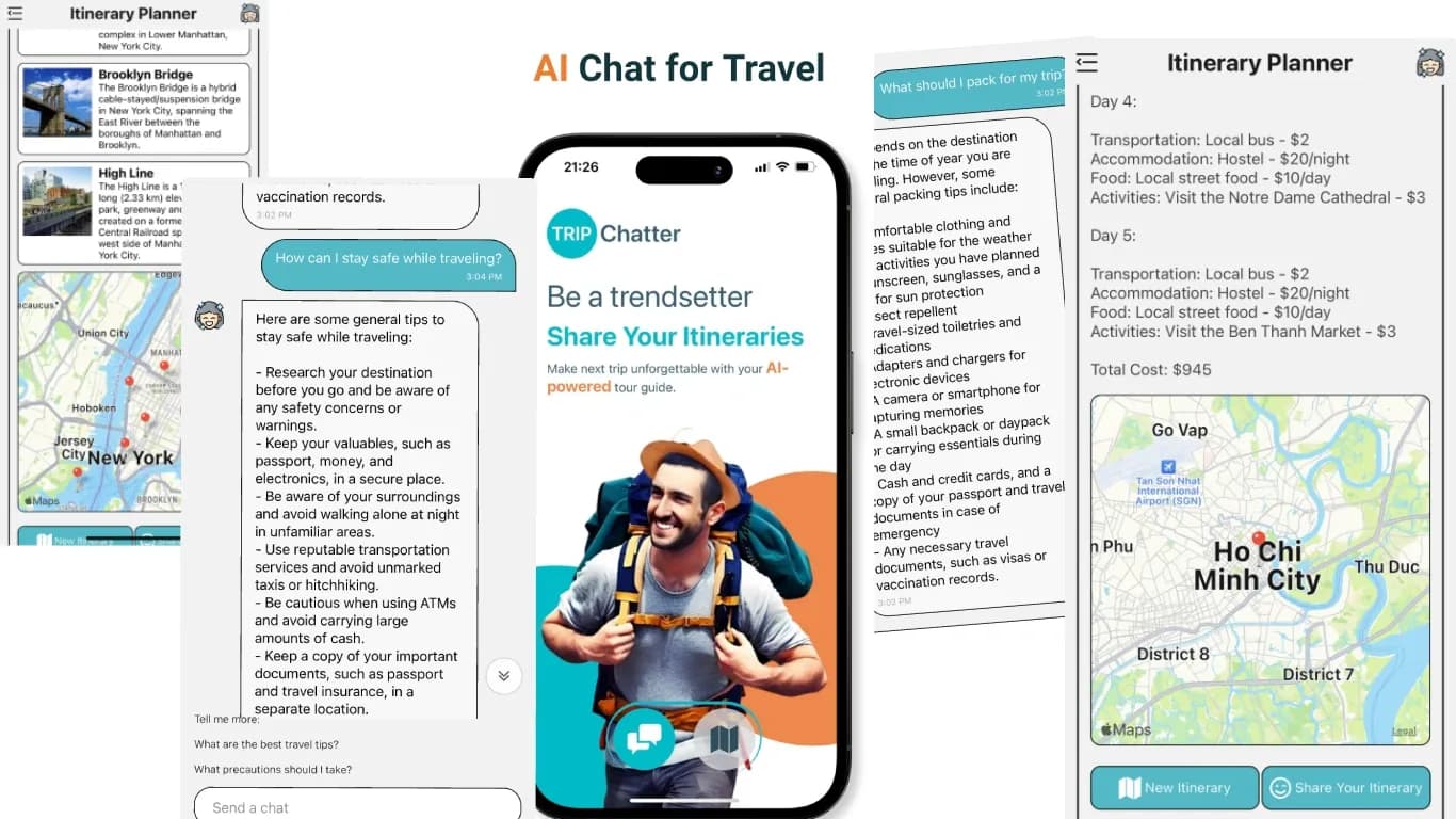 TRIPChatter AI Chat Travel Assistant homepage screenshot — AI Travel planner and chat assistant