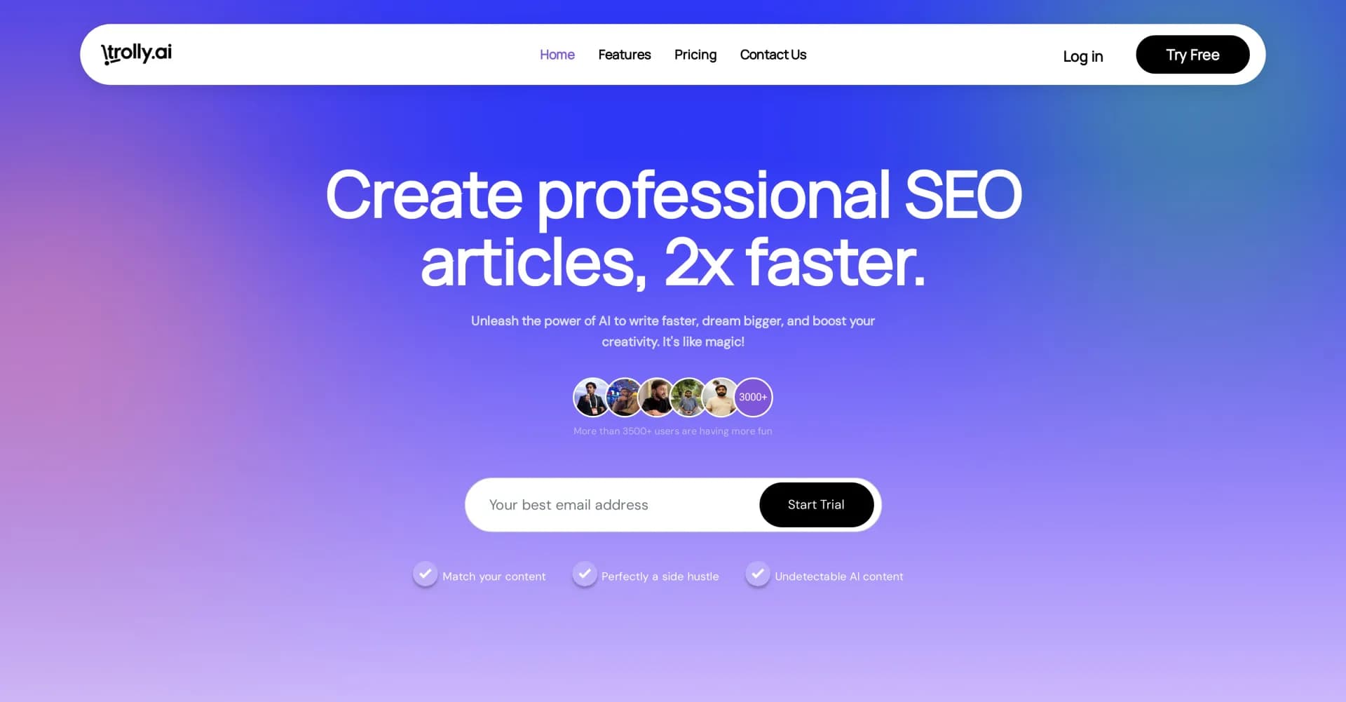 Trolly AI homepage screenshot — AI-powered decision making for ethical dilemmas.