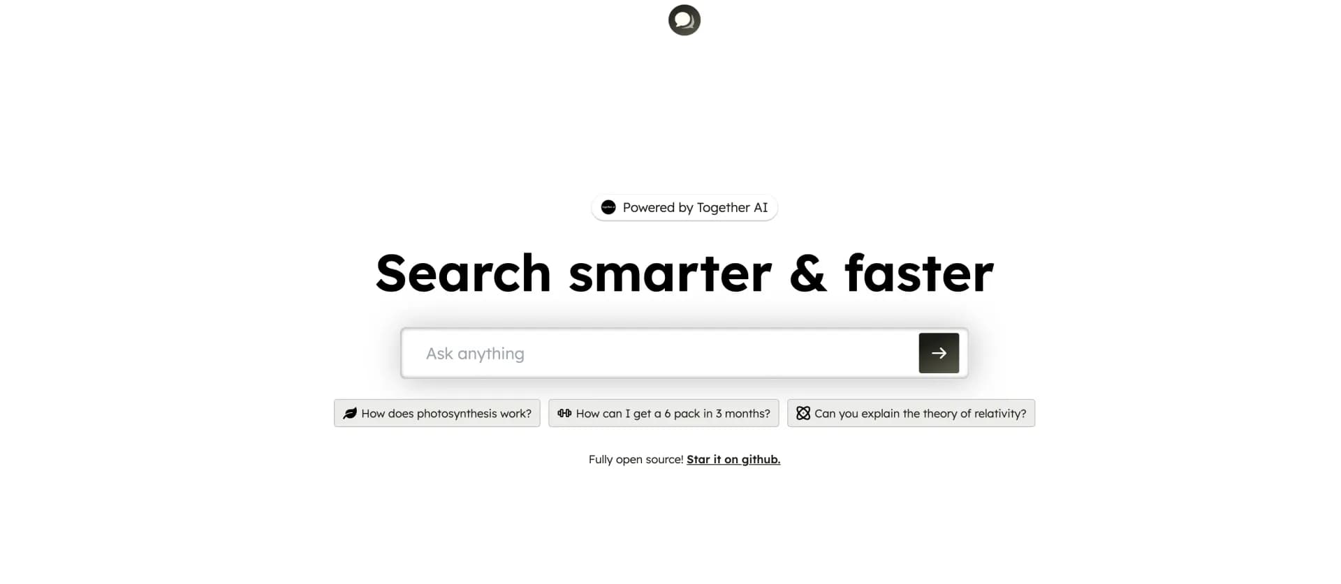 Turbo Seek homepage screenshot — Search smarter and faster with AI