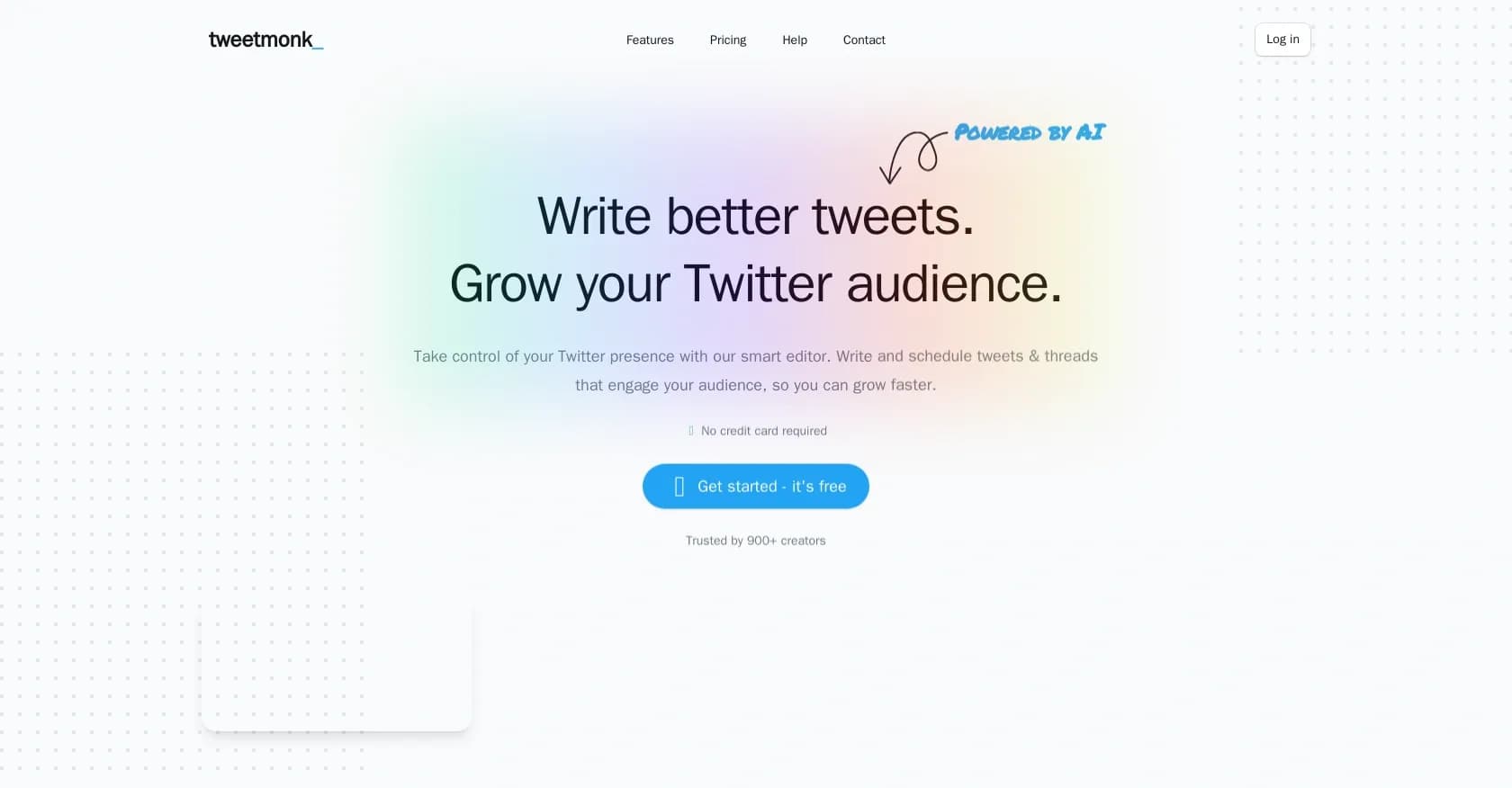 Tweetmonk homepage screenshot — Twitter editing and analytics for growth.