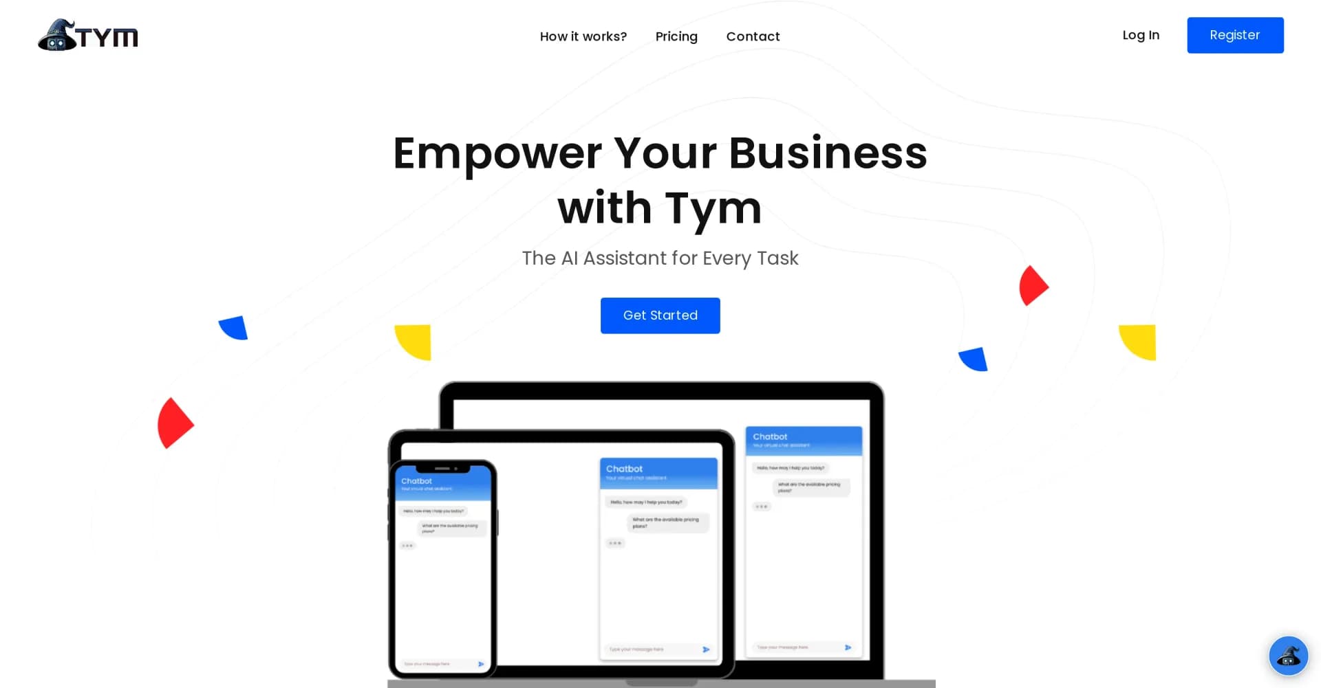 Tymbot homepage screenshot — AI-powered tool for streamlined productivity