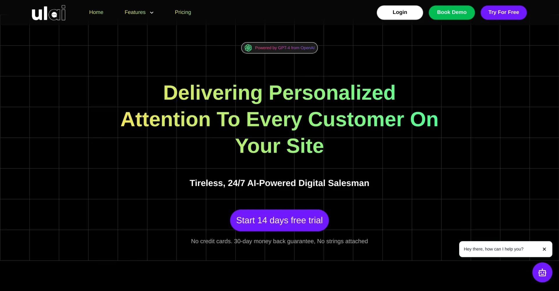 ulai homepage screenshot — Boost revenue with AI-powered conversational commerce.