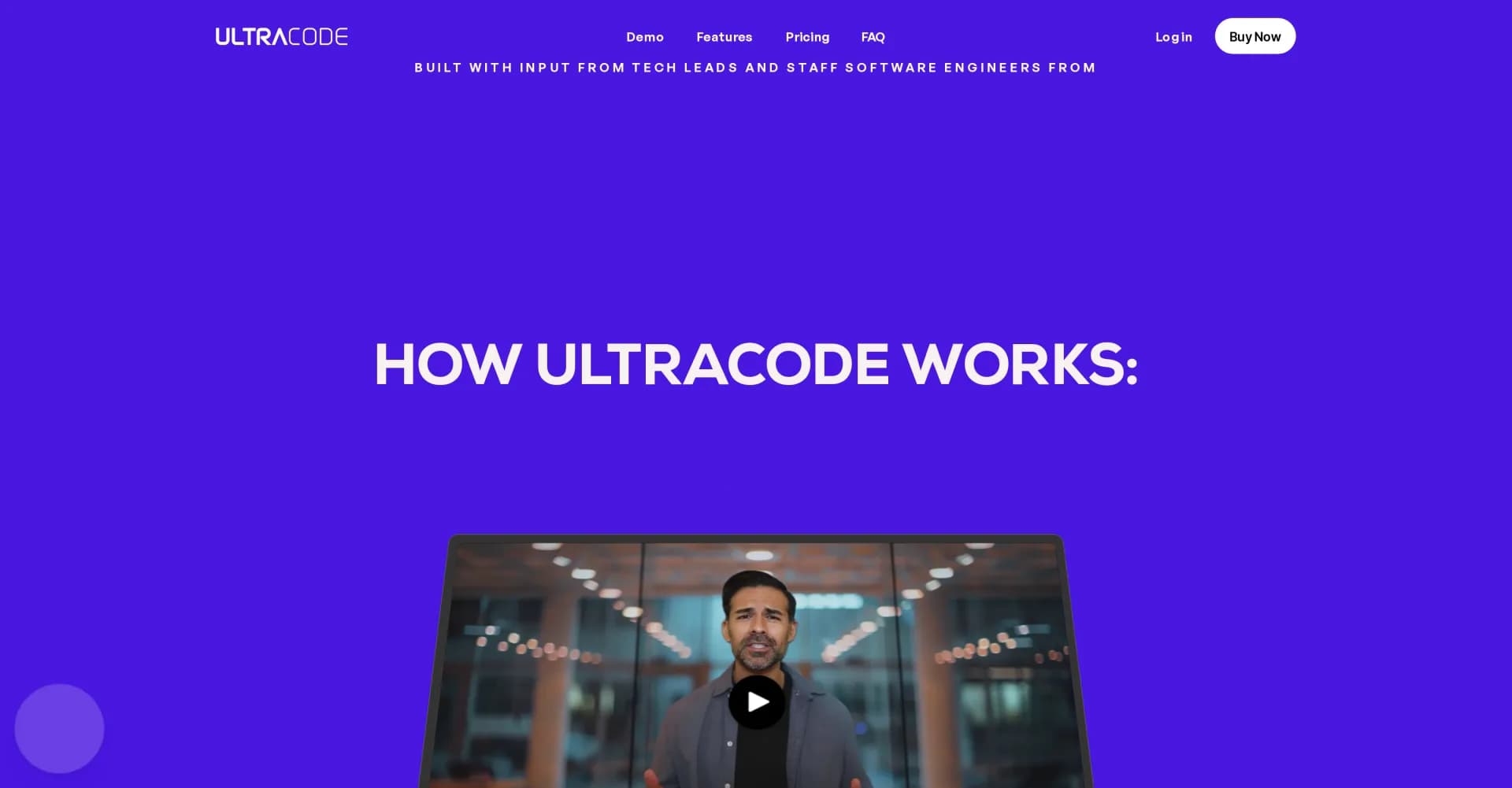 Ultracode homepage screenshot — Pass any SWE interview without Leetcoding.