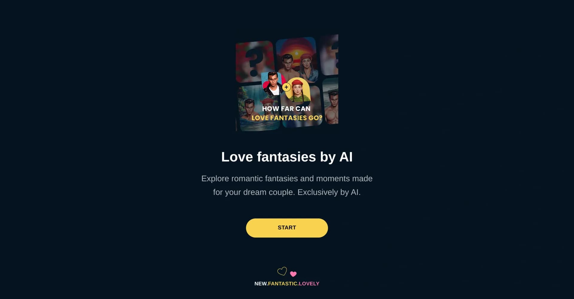 Unite homepage screenshot — AI-crafted romantic fantasies for dream couples.