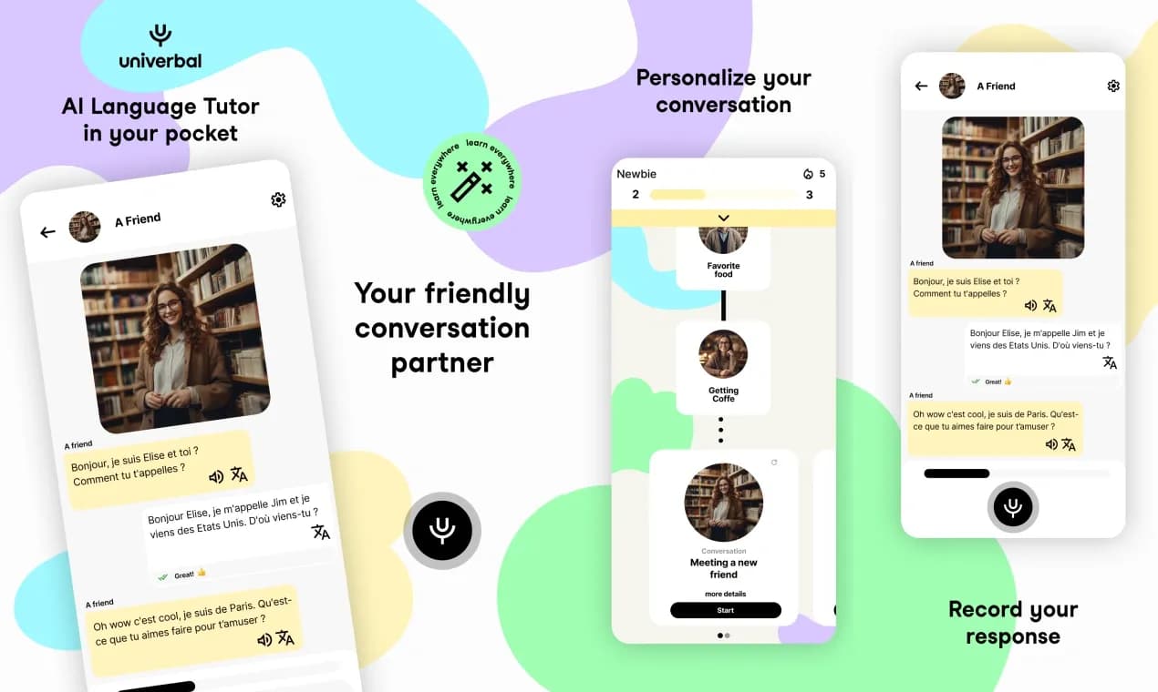 Univerbal homepage screenshot — Learn languages through natural AI conversations.