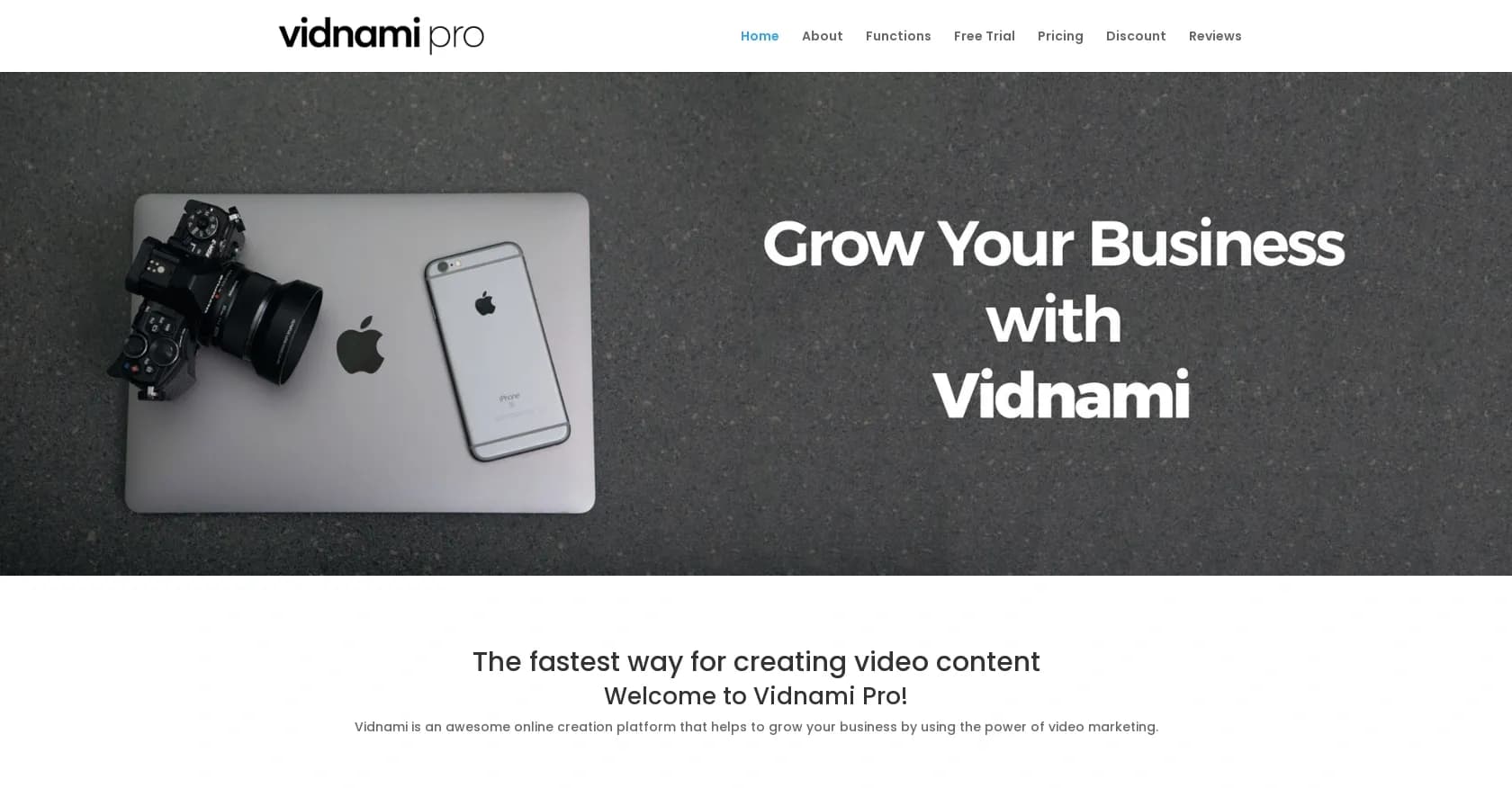 Vidnami homepage screenshot — Create powerful marketing videos fast.