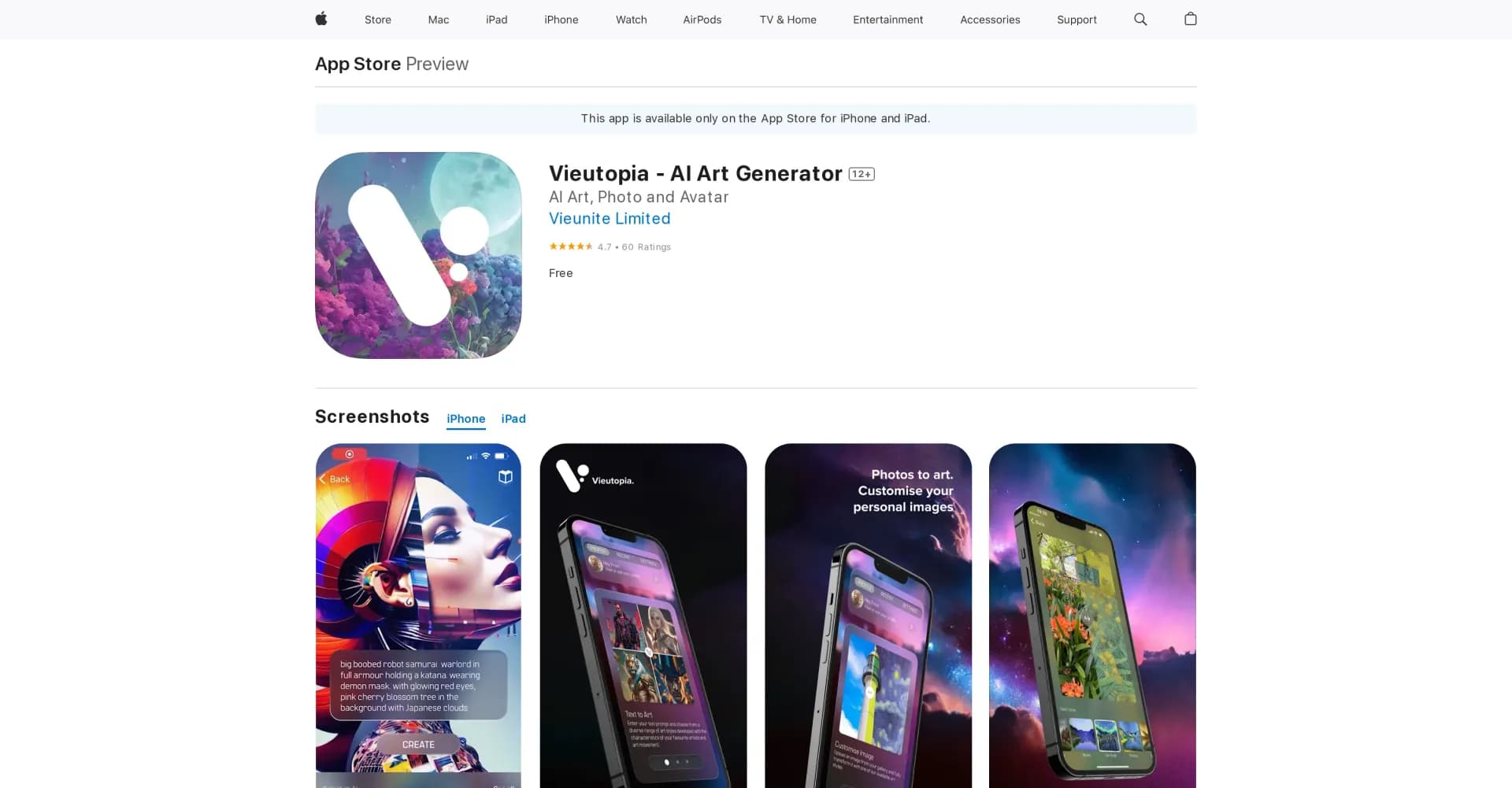 Vieutopia homepage screenshot — Enjoy Vieutopia on your Apple devices.