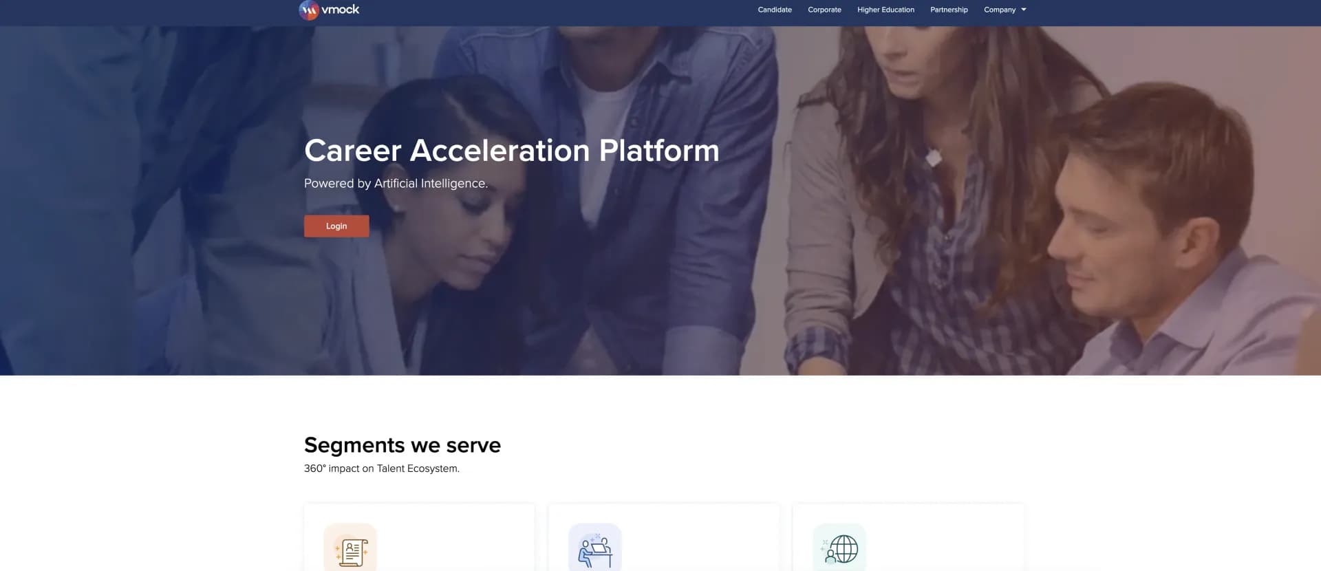 VMock homepage screenshot — Navigate complex job markets with AI-powered career guidance