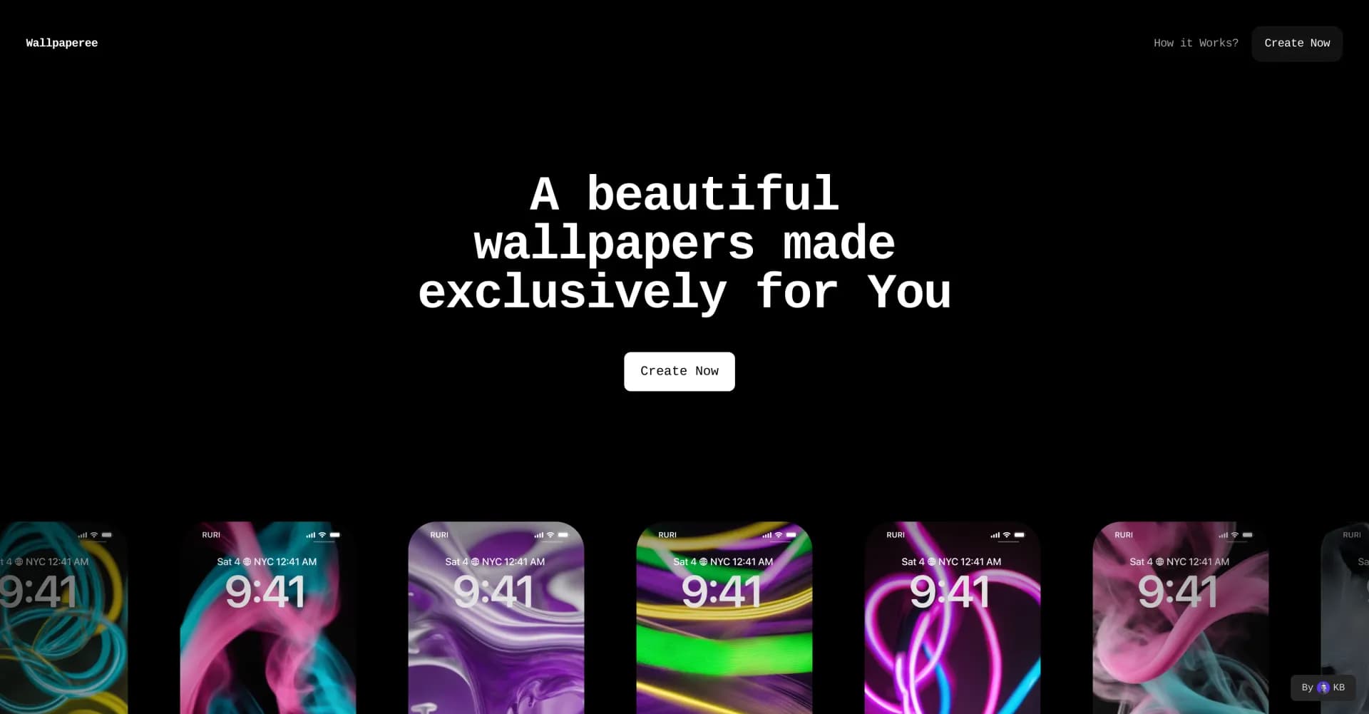 Wallpaperee homepage screenshot — Craft personalized AI wallpapers for your phone.
